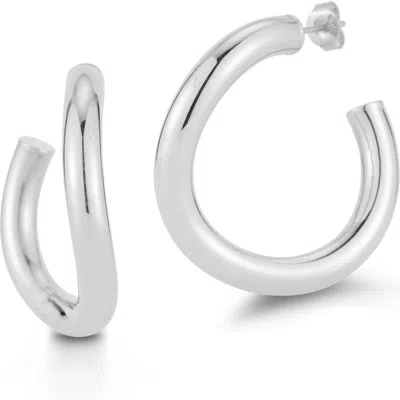 Glaze Jewelry Large Wave Hoop Earrings In Silver