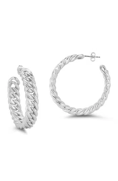 Glaze Jewelry Medium Curb Chain Hoop Earrings In Metallic