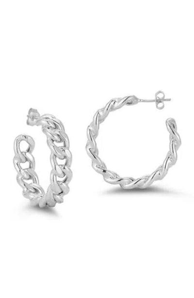 Glaze Jewelry Medium Curb Chain Hoop Earrings In Metallic