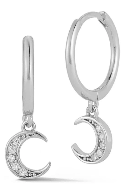 Glaze Jewelry Moon Huggie Drop Earrings In Silver
