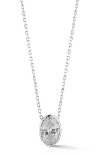 Glaze Jewelry Oval Cubic Zirconia Solitaire Pendant Necklace In Metallic