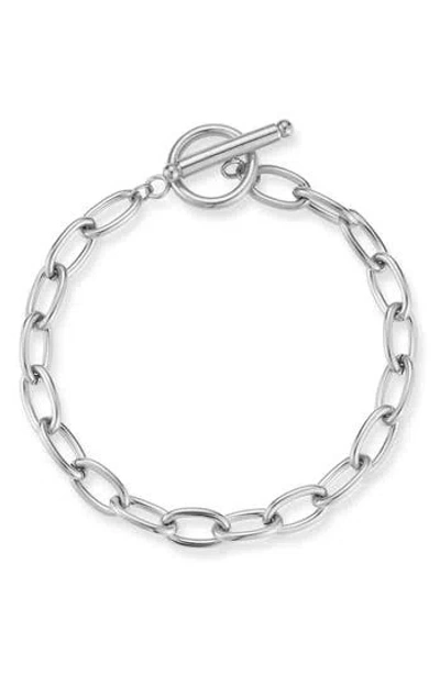 Glaze Jewelry Silver-plated Stainless Steel Toggle Bracelet In Metallic