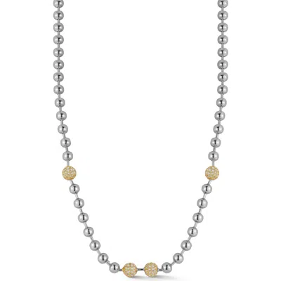Glaze Jewelry Pavè Ball Chain Necklace In Silver