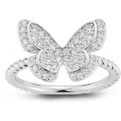 Glaze Jewelry Pavé Butterfly Ring In Silver