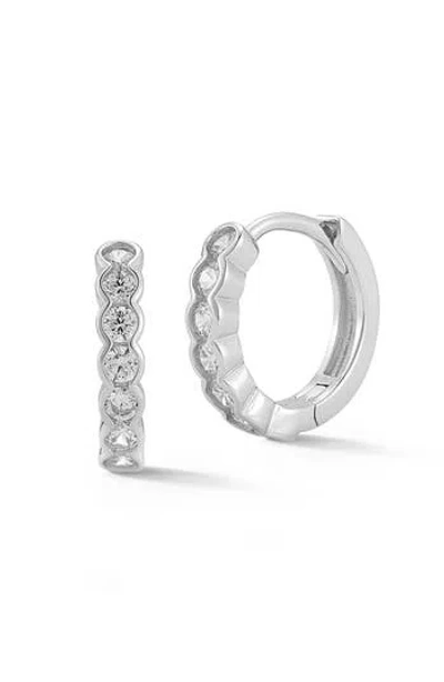 Glaze Jewelry Pavé Crystal Huggie Hoop Earrings In Silver