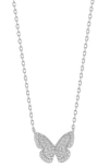 Glaze Jewelry Pavé Cubic Zirconia Butterfly Pendant Necklace In Silver
