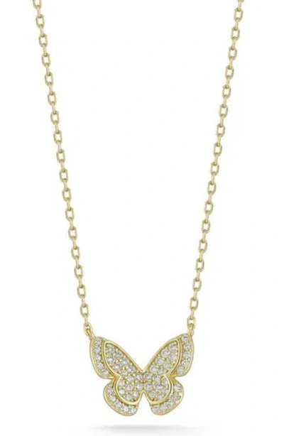 Glaze Jewelry Pavé Cubic Zirconia Butterfly Pendant Necklace In Gold