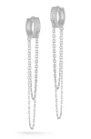 Glaze Jewelry Rhodium Plated Cz Chain Huggie Earrings In Metallic
