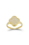 Glaze Jewelry Pavé Cubic Zirconia Clover Ring In Gold