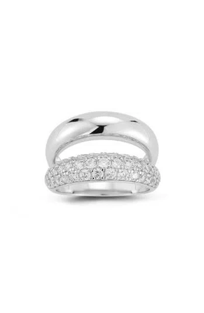 Glaze Jewelry Pavé Cubic Zirconia Double Band Ring In Silver