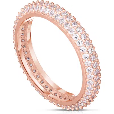 Glaze Jewelry Pavé Cubic Zirconia Eternity Band Ring In Rose Gold