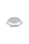 Glaze Jewelry Pavé Cubic Zirconia Evil Eye Ring In Silver