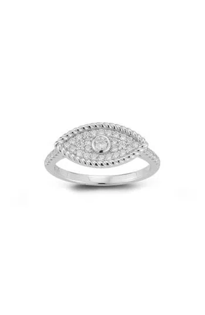 Glaze Jewelry Pavé Cubic Zirconia Evil Eye Ring In Silver