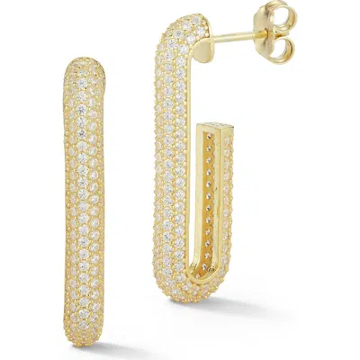 Glaze Jewelry Pavé Cubic Zirconia Long Hoop Earrings In Gold