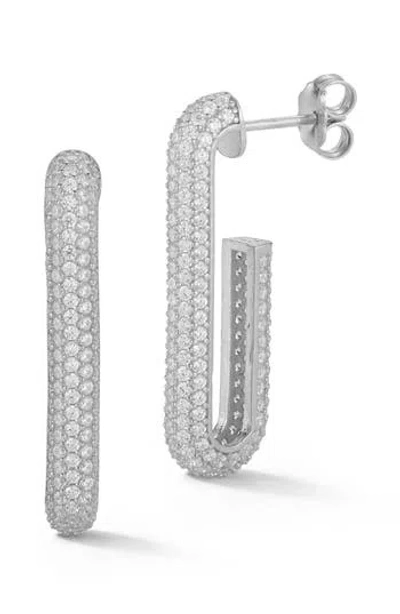 Glaze Jewelry Pavé Cubic Zirconia Long Hoop Earrings In Metallic