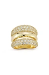 Glaze Jewelry Pavé Cubic Zirconia Stacked Triple Band Ring In Gold
