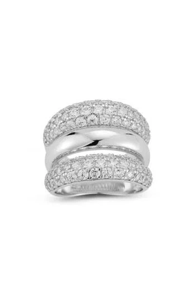 Glaze Jewelry Pavé Cubic Zirconia Stacked Triple Band Ring In Silver