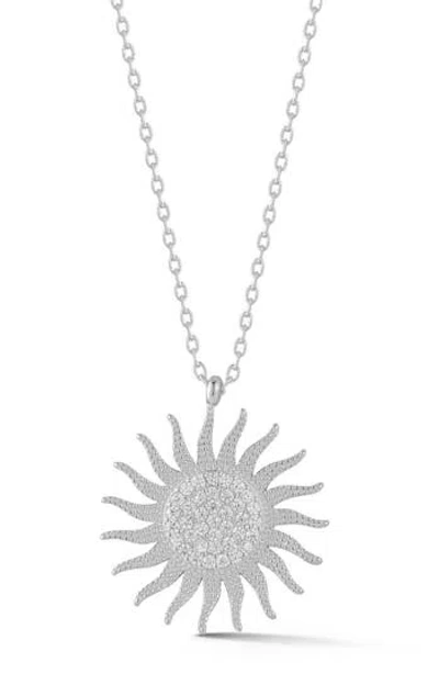 Glaze Jewelry Sterling Silver Pave Sun Rays Necklace