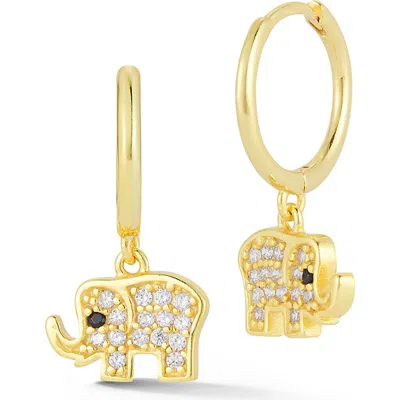 Glaze Jewelry Pavè Elephant Huggie Hoop Earrings In Gold