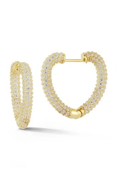 GLAZE JEWELRY GLAZE JEWELRY PAVÈ HEART HOOP EARRINGS