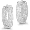 Glaze Jewelry Silver Cz Oval Hoops In Metallic