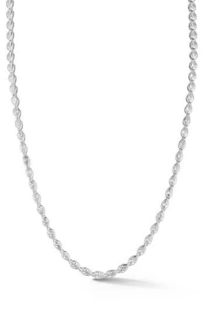 Glaze Jewelry Sterling Silver Bezel Set Pear Cz Tennis Necklace In Metallic