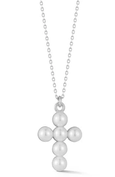 Glaze Jewelry Pearl Cross Pendant Necklace In Metallic