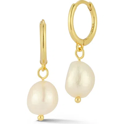 Glaze Jewelry Pearl Huggie Hoop Earrings In Gold