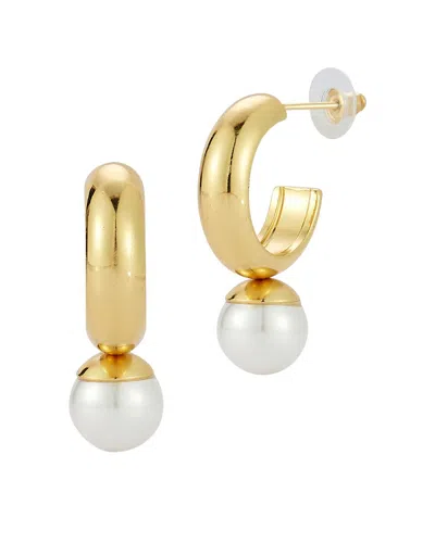 Glaze Jewelry Faux Pearl Drop Hoop Earrings In Gold