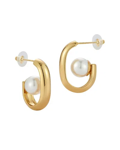 Glaze Jewelry Faux Pearl Hoop Earrings In Gold
