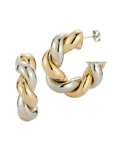 Glaze Jewelry Two-tone Twist Hoop Earrings In Gold