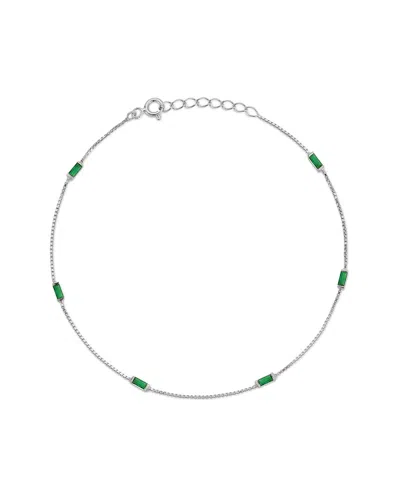 Glaze Jewelry Plated Silver Cz Anklet In Green