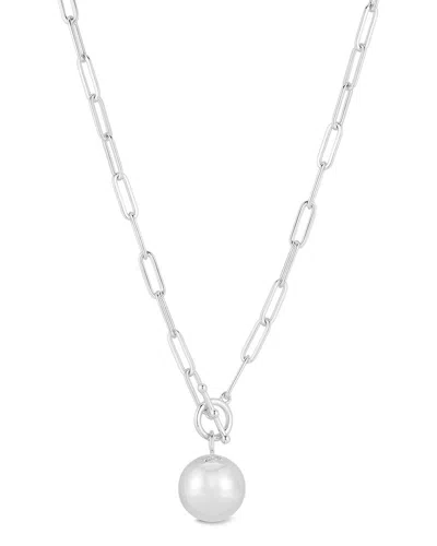 Glaze Jewelry Plated Silver 11.5mm Pearl Toggle Necklace In Metallic
