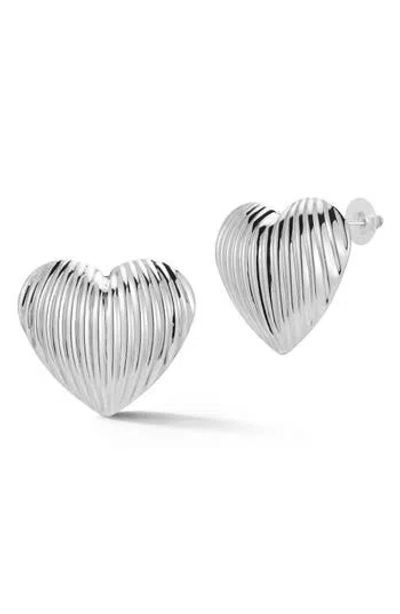 Glaze Jewelry Puffy Heart Stud Earrings In Metallic