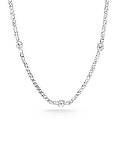 Glaze Jewelry Rhodium Plated Cz Curb Chain Necklace In Metallic