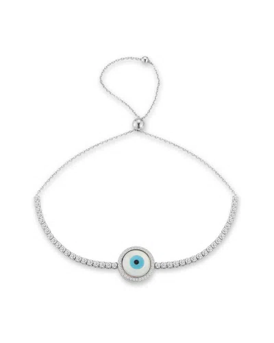 Glaze Jewelry Rhodium Plated Cz Evil Eye Tennis Bracelet