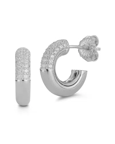 Glaze Jewelry Rhodium Plated Cz Mini Hoop Earrings
