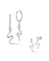 Glaze Jewelry Rhodium Plated Cz Snake Earrings In Metallic