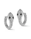 Glaze Jewelry Rhodium Plated Cz Snake Huggie Earrings