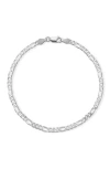 Glaze Jewelry Rhodium Plated Sterling Silver Figaro Chain Bracelet In Metallic