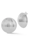 Glaze Jewelry Rib Button Stud Earrings In Metallic