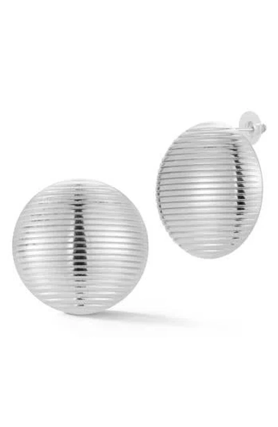 Glaze Jewelry Rib Textured Button Stud Earrings In Metallic