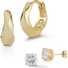 Glaze Jewelry Set Of 2 14k Gold Plated Silver Earrings In Gold