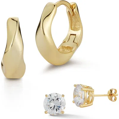 Glaze Jewelry Set Of 2 14k Gold Plated Silver Earrings