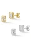 Glaze Jewelry Set Of 2 Bezel Set Cubic Zirconia Stud Earrings