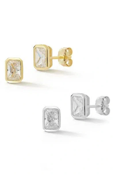 Glaze Jewelry Set Of 2 Bezel Set Cubic Zirconia Stud Earrings