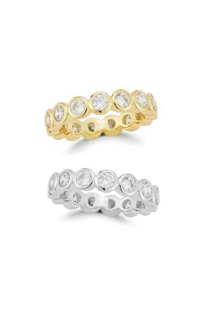 Glaze Jewelry Set Of 2 Cubic Zirconia Band Rings In Gold