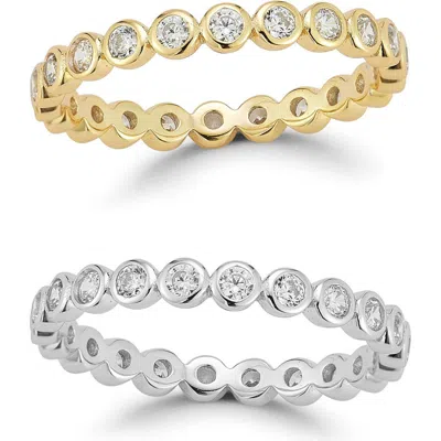 Glaze Jewelry Set Of 2 Cubic Zirconia Band Rings In Gold