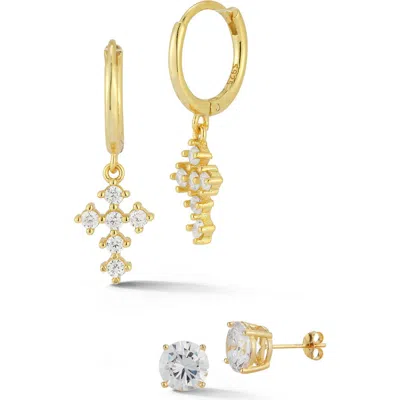 Glaze Jewelry Set Of 2 Cubic Zirconia Earrings In Gold