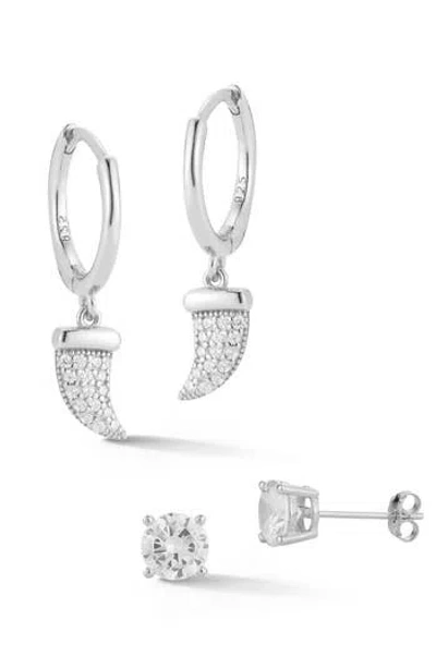 Glaze Jewelry Set Of 2 Cubic Zirconia Earrings In Silver